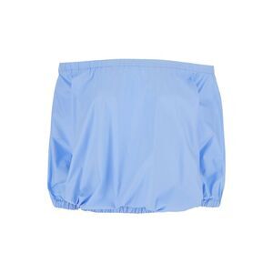 Plain Women Blue Top With Round Neck And Short Sleeves For Women